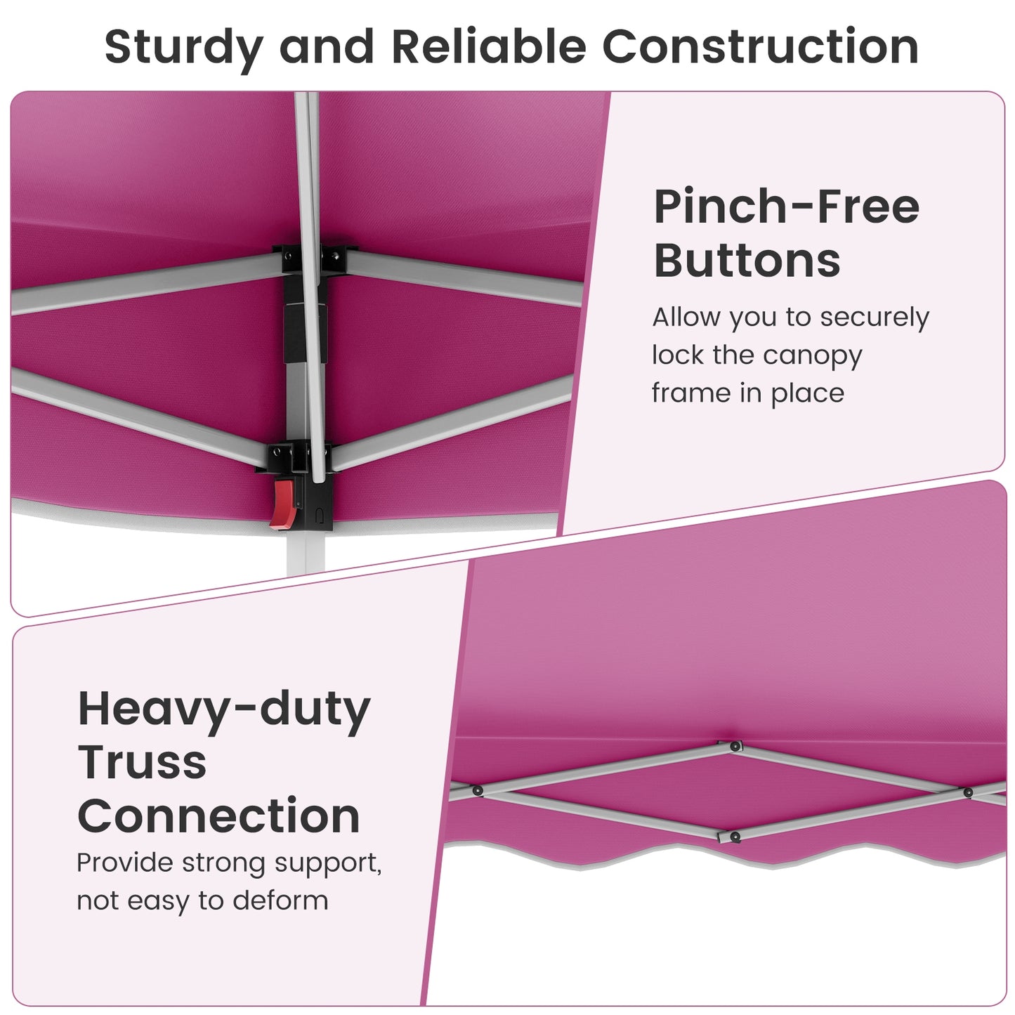 Foldable 10 X 10 Feet Pop up Canopy Tent with Wheeled Bag-Pink Kids Crystal