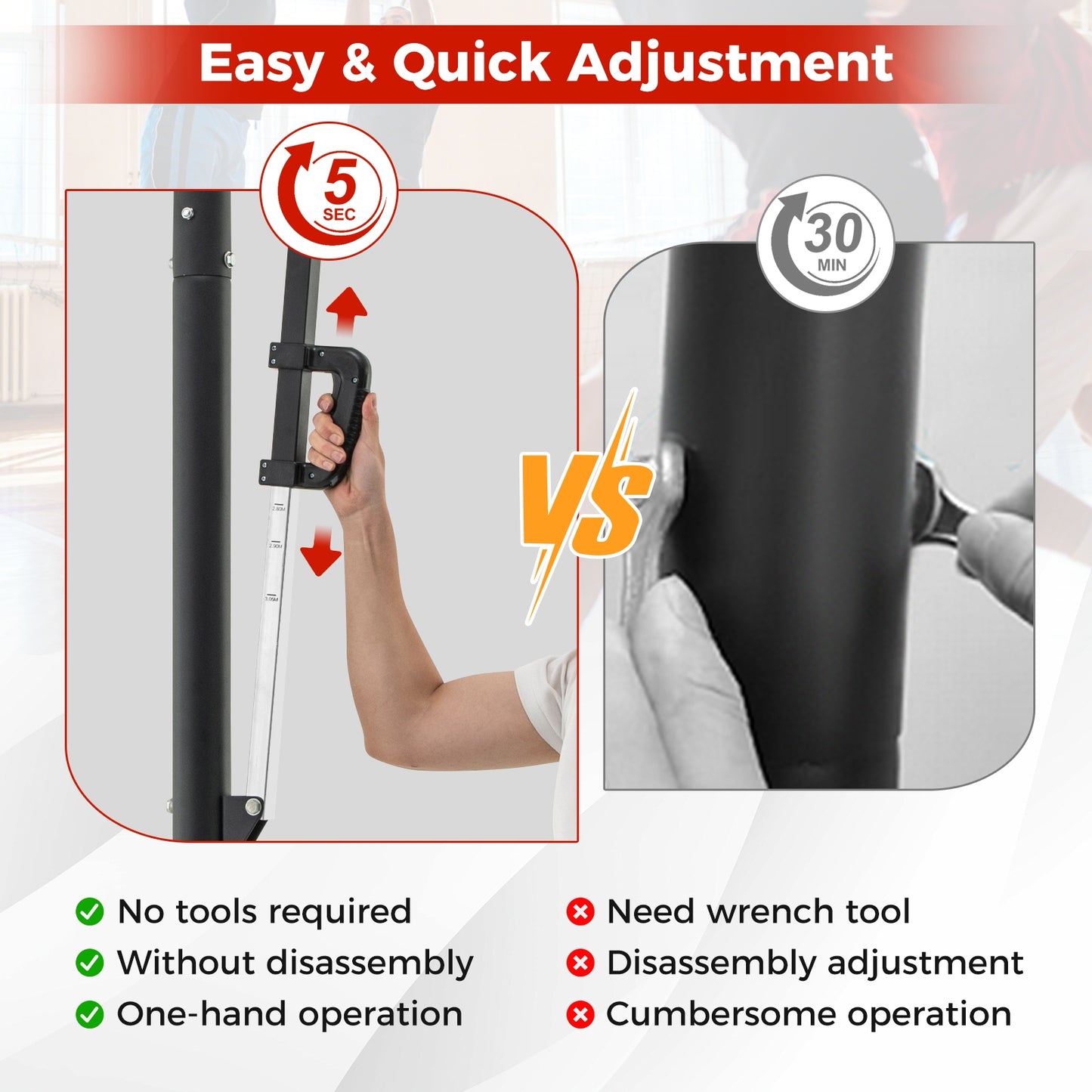7.9-10 Feet Portable Basketball Hoop System with Sturdy Base and Wheels-Black Kids Crystal