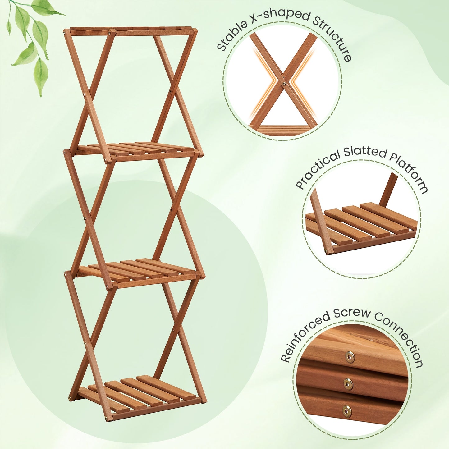 4-Tier Folding Plant Rack and Free Standing Shoe Rack Kids Crystal