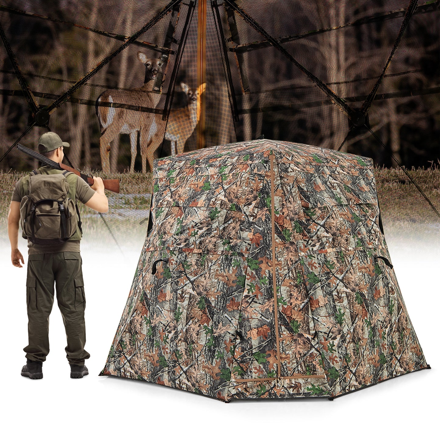 360° One Way See Through Ground Hunting Blind for Deer and Turkey Hunting Kids Crystal