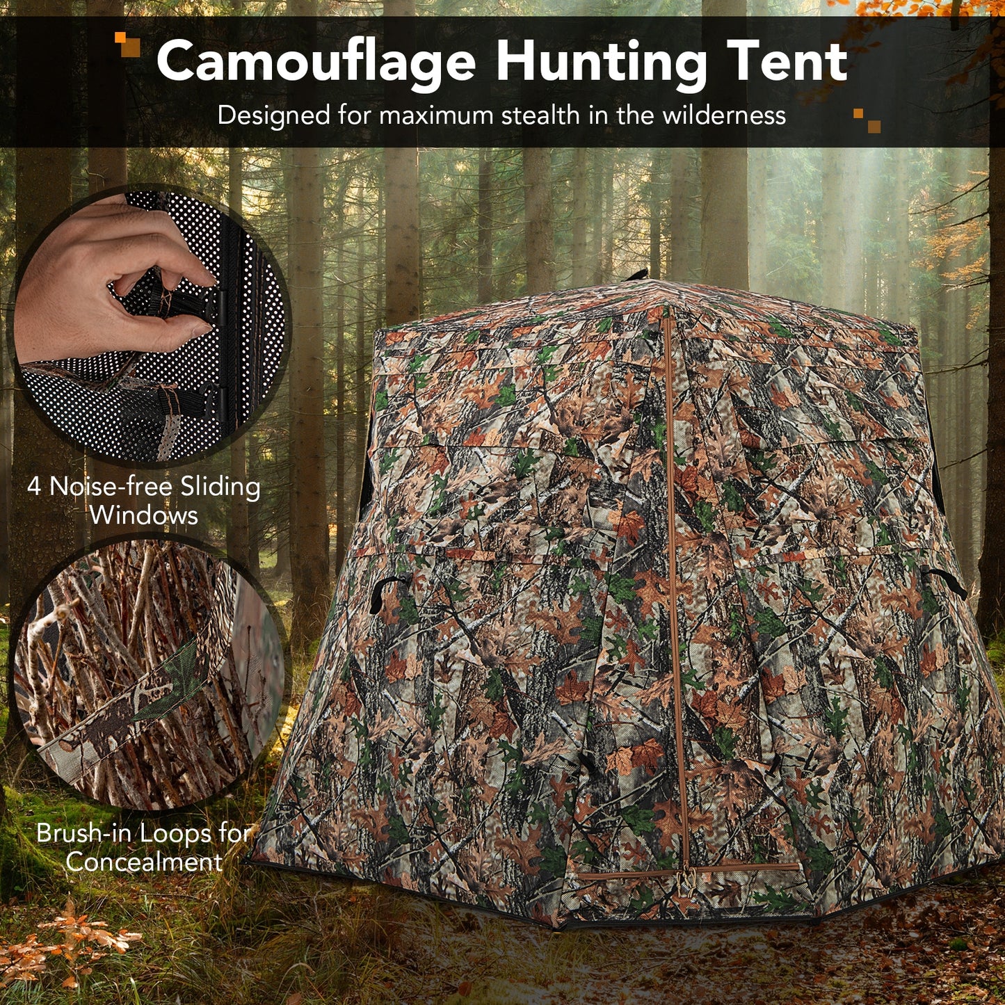 360° One Way See Through Ground Hunting Blind for Deer and Turkey Hunting Kids Crystal