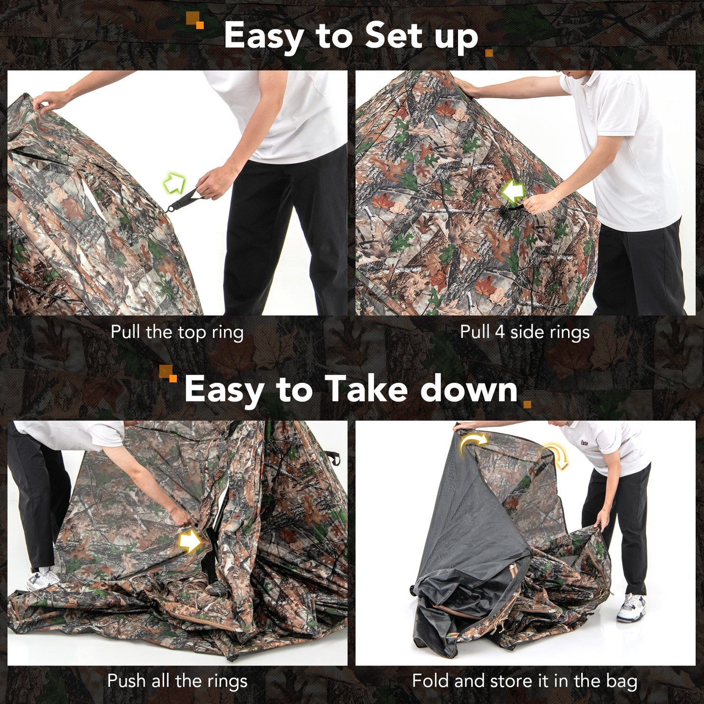 360° One Way See Through Ground Hunting Blind for Deer and Turkey Hunting Kids Crystal