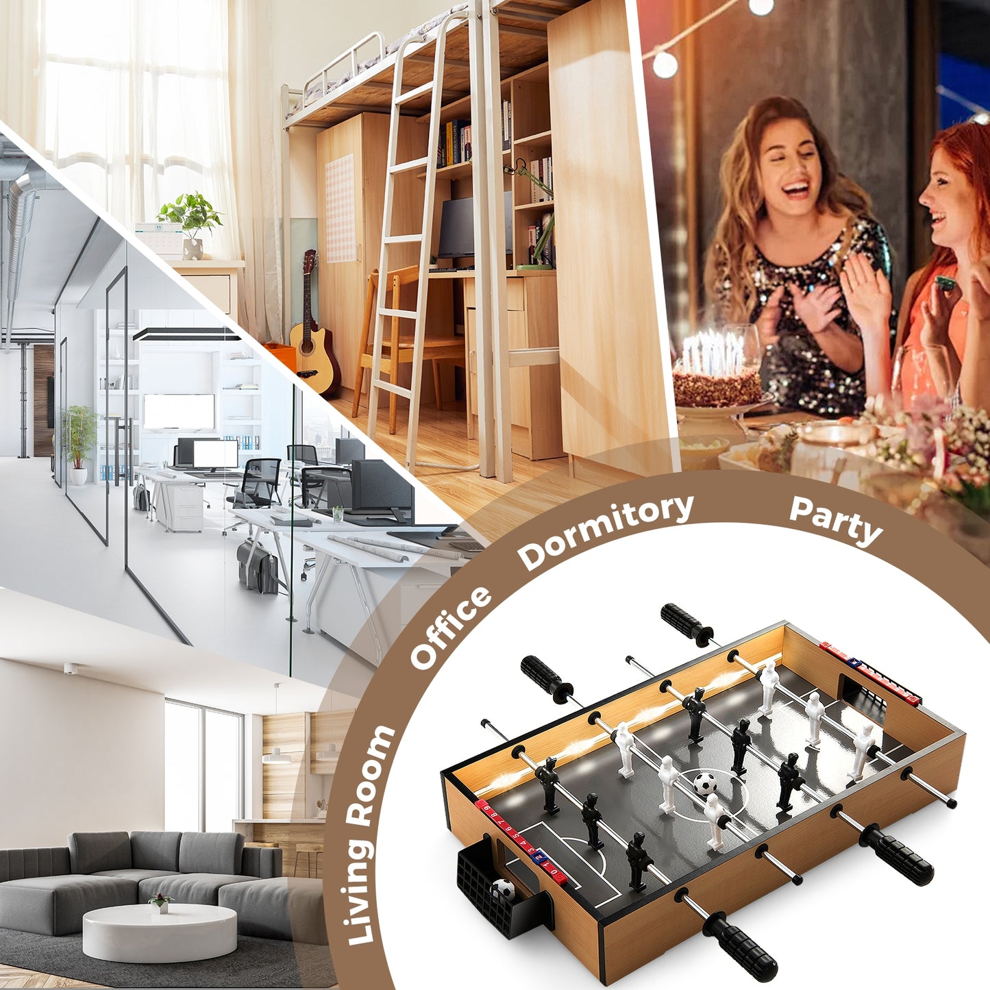 Game Room Size Football Table with Non-slip Handle-Brown Kids Crystal