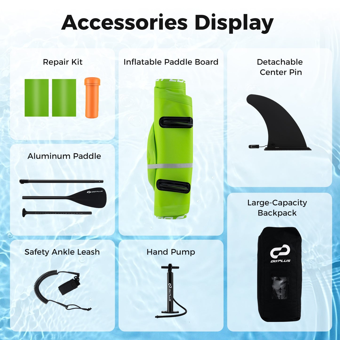 Inflatable Stand up Paddle Board iSUP Board Accessories with 3 Fins-S Kids Crystal