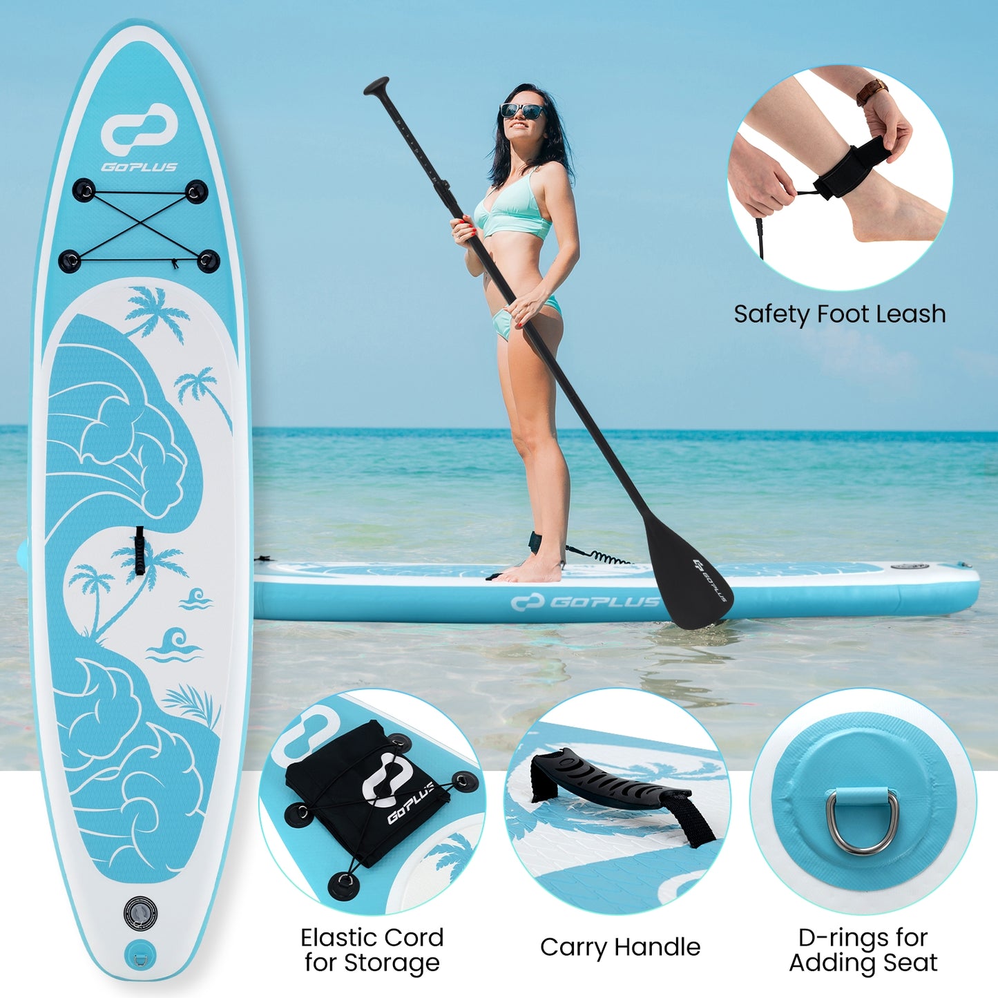 10/11 Feet Inflatable Stand Up Paddle Board with Premium SUP Accessories-L Kids Crystal
