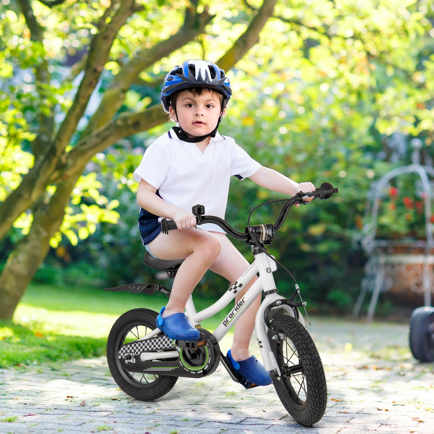 12 Inch Kids Bike Children Bicycle with Training Wheels for 3-4 Years Old-White Kids Crystal