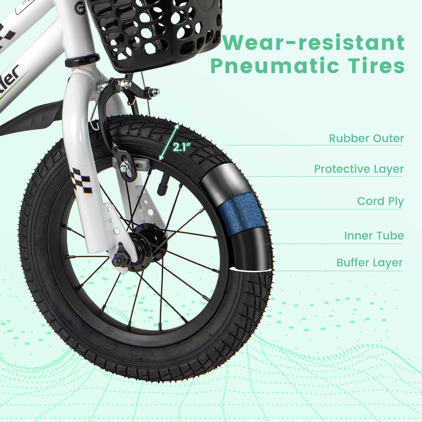 12 Inch Kids Bike Children Bicycle with Training Wheels for 3-4 Years Old-White Kids Crystal