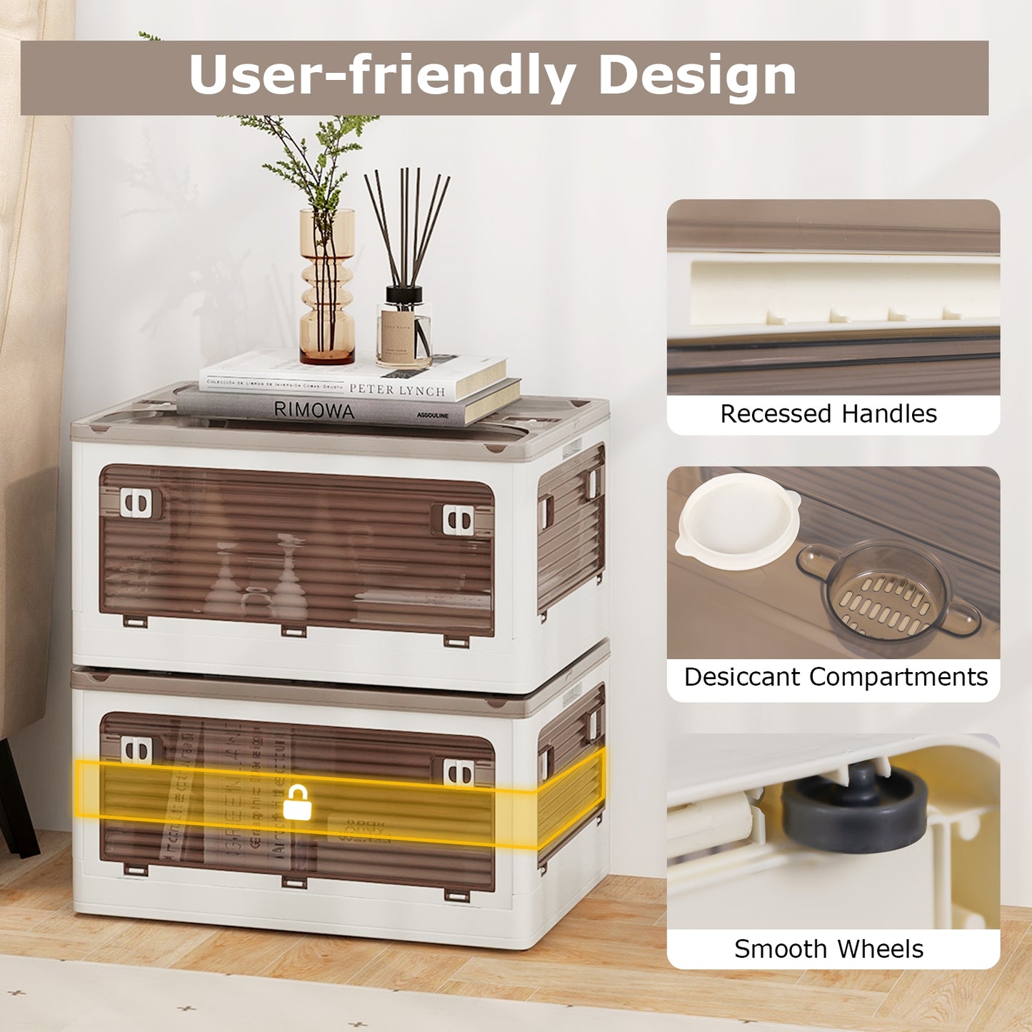 3-Pack Stackable Storage Bins with Lids with 5 Opening Ways-8 Gal Kids Crystal