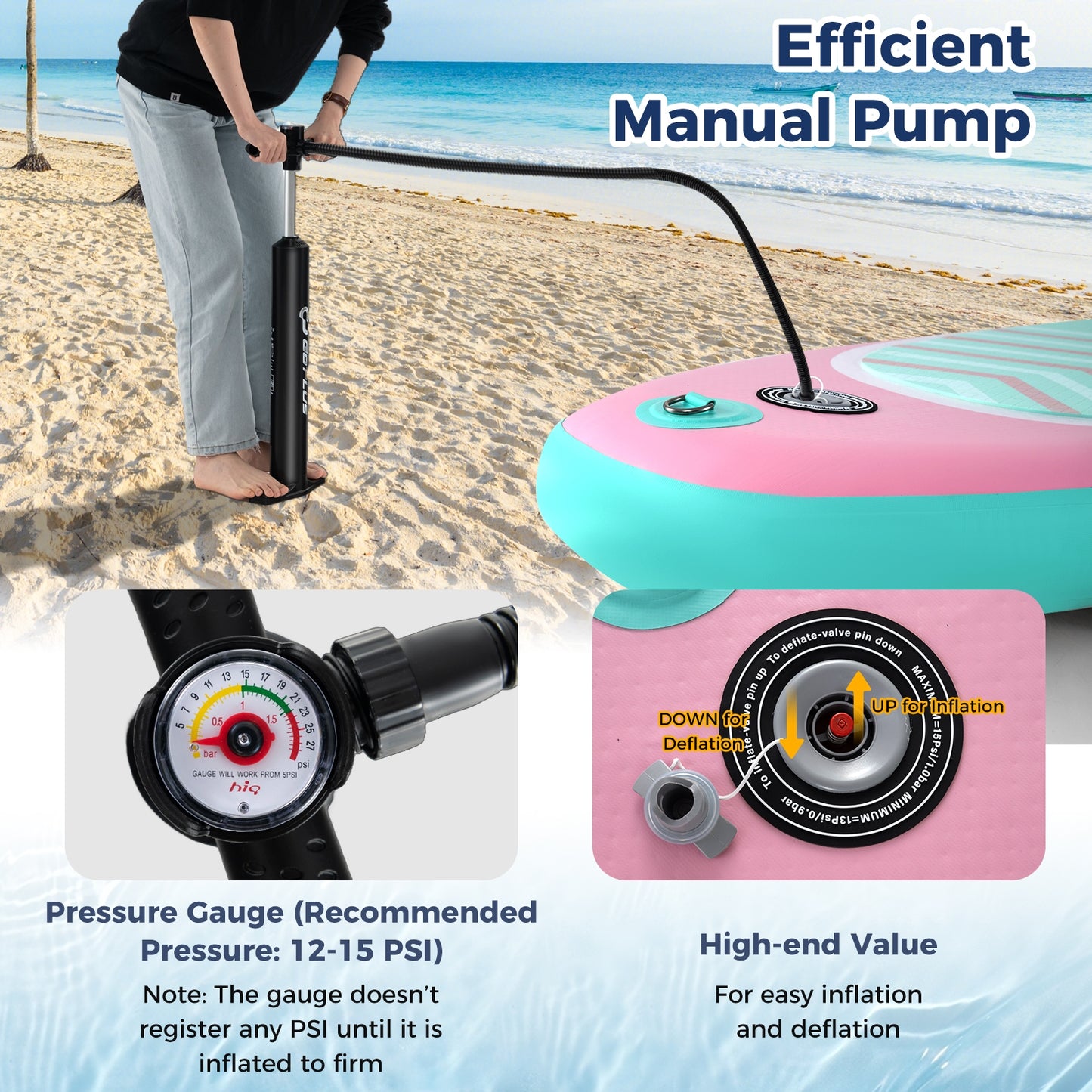 11 Feet Inflatable Stand up Paddle Board with 3 Fins and Adjustable Paddle-L Kids Crystal