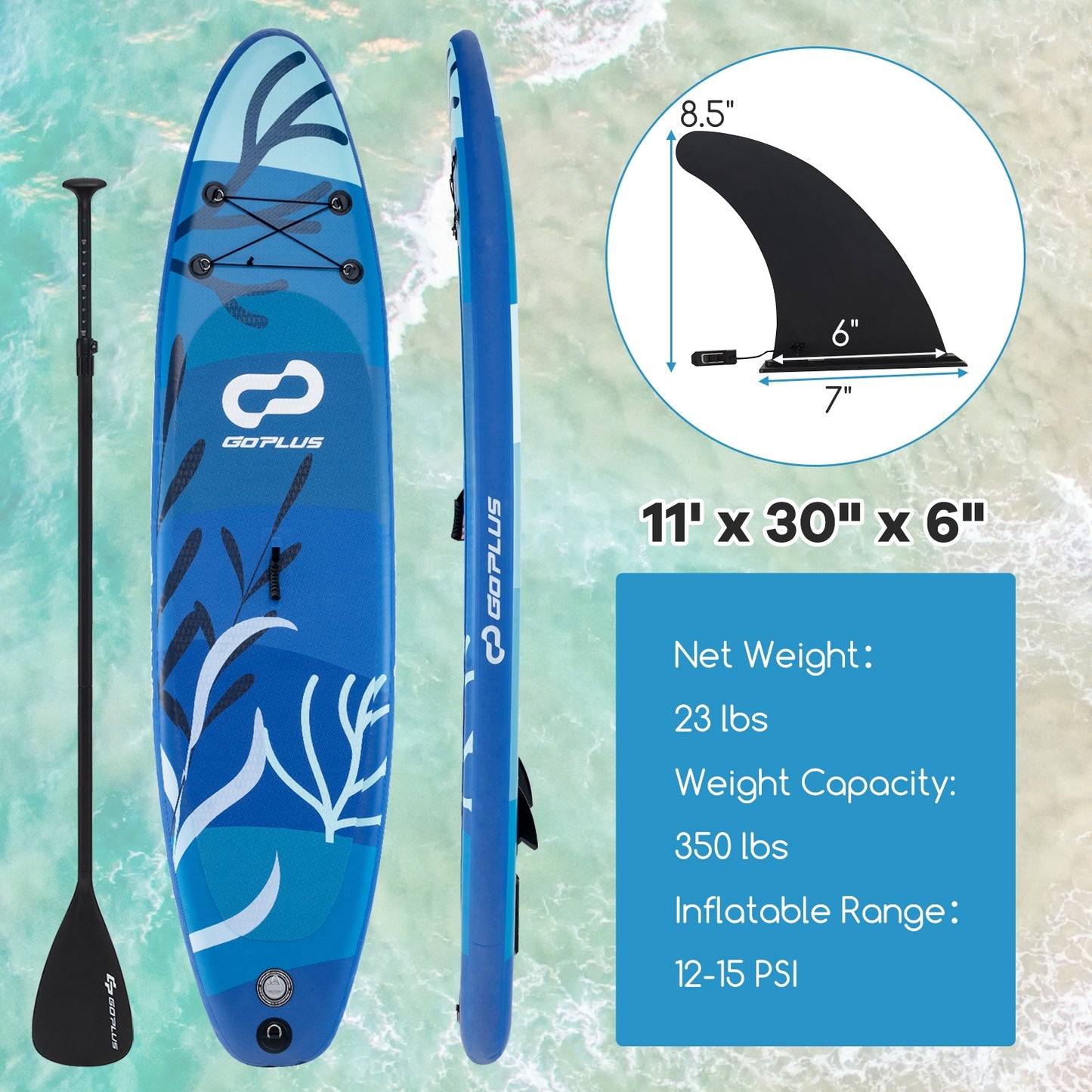 Inflatable Stand Up Paddle Board Sup Board with Premium SUP Accessories-L Kids Crystal