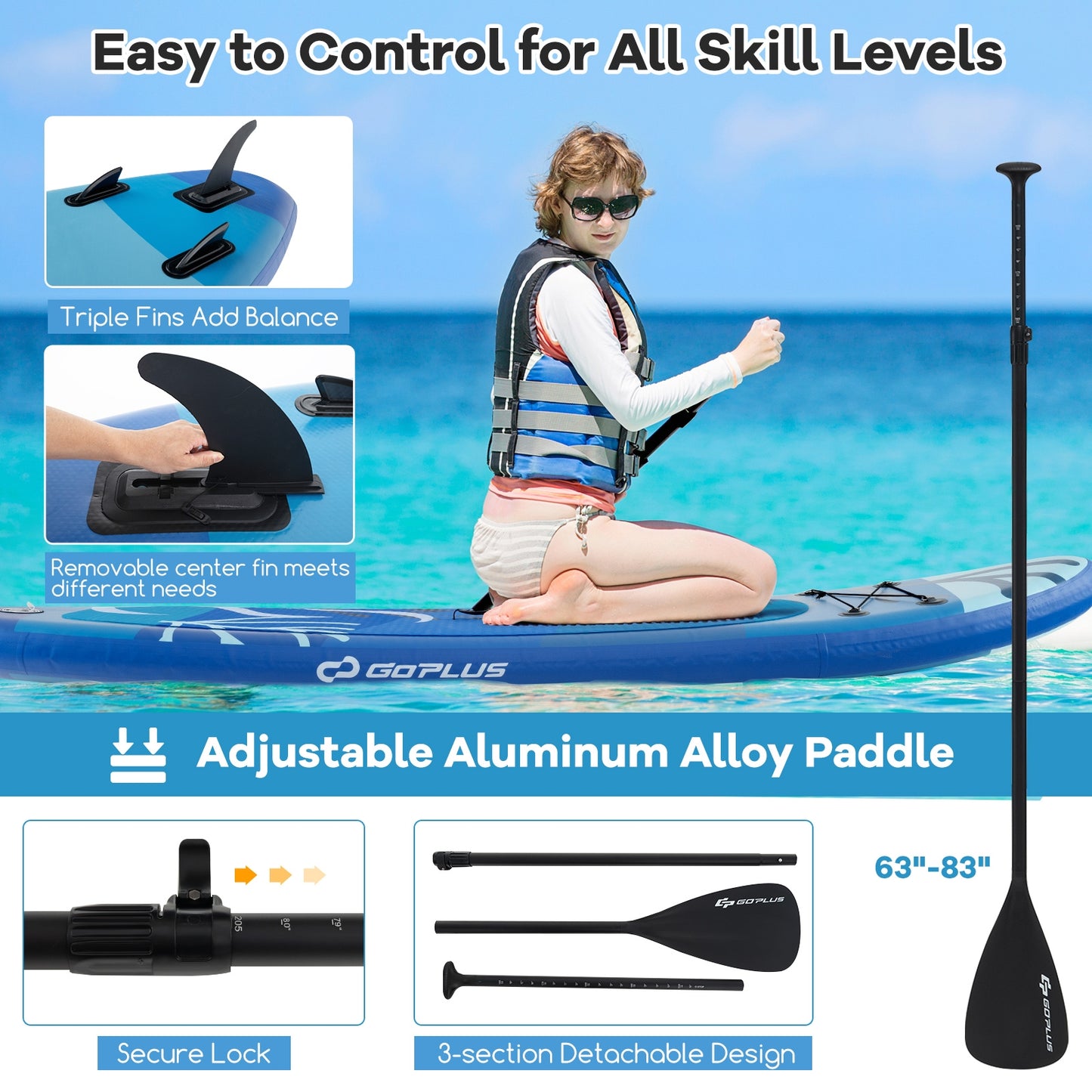 Inflatable Stand Up Paddle Board Sup Board with Premium SUP Accessories-L Kids Crystal