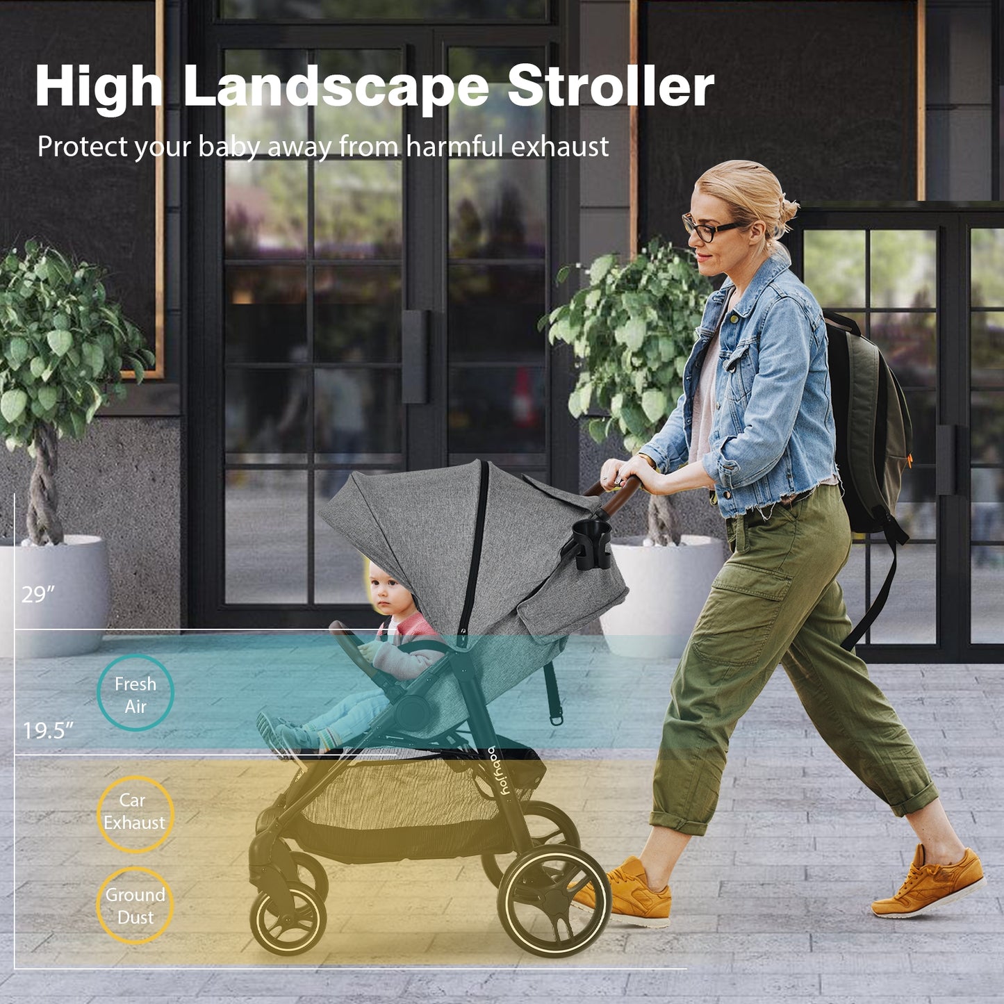5-Point Harness Lightweight Infant Stroller with Foot Cover and Adjustable Backrest-Gray Kids Crystal