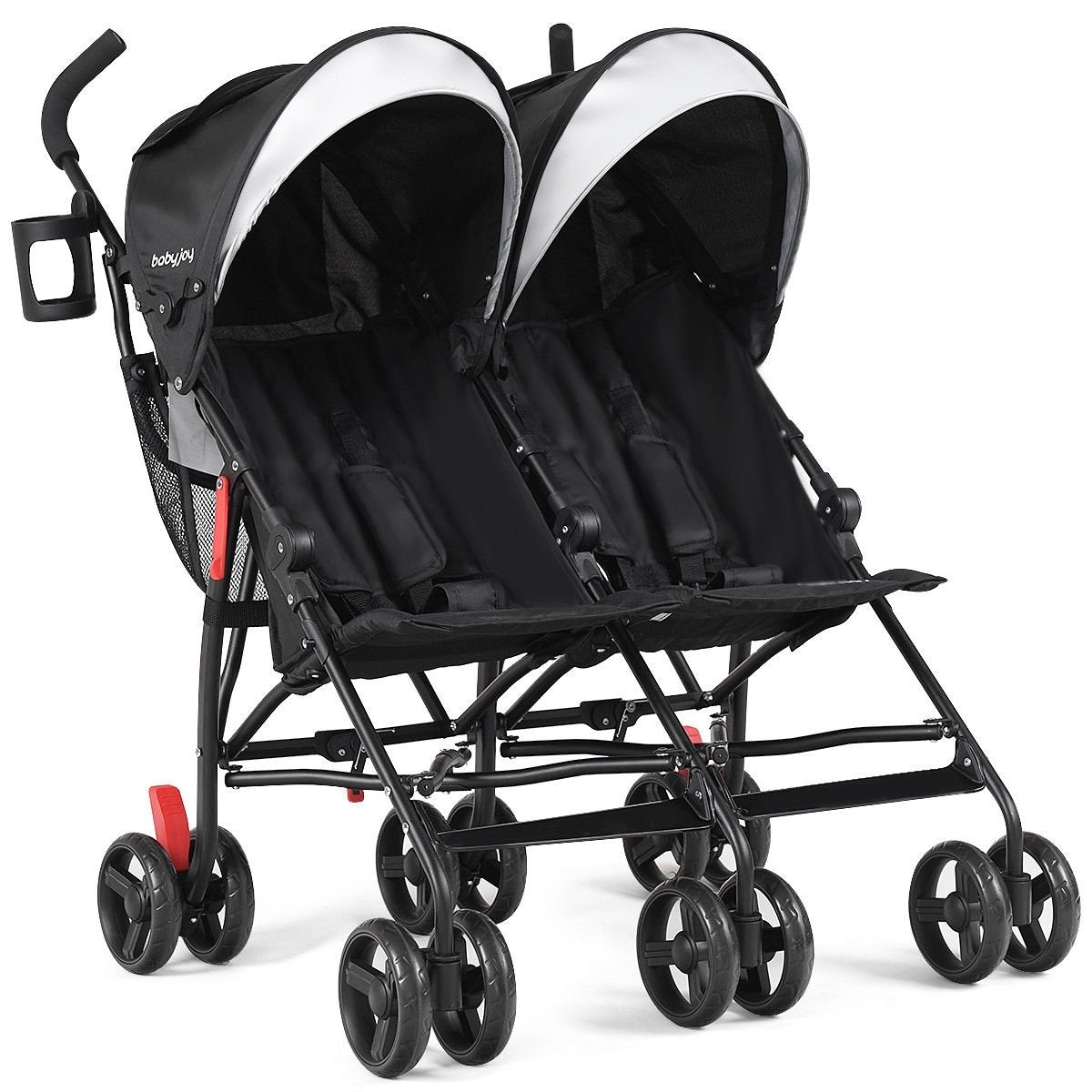 Foldable Twin Baby Double Stroller Ultralight Umbrella Kids Stroller-Black Kids Crystal