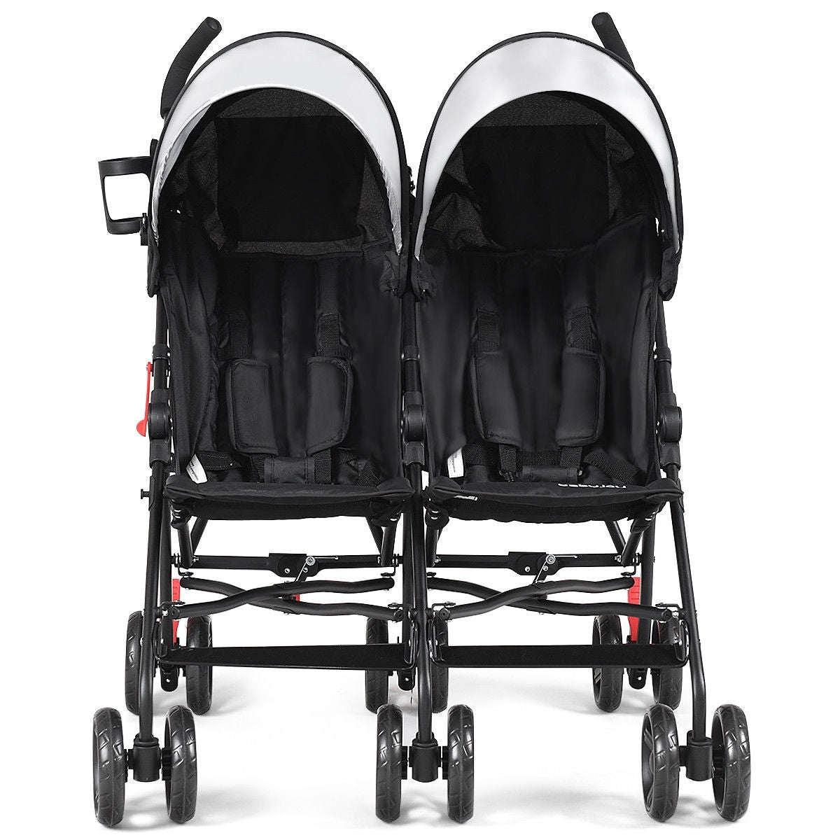 Foldable Twin Baby Double Stroller Ultralight Umbrella Kids Stroller-Black Kids Crystal