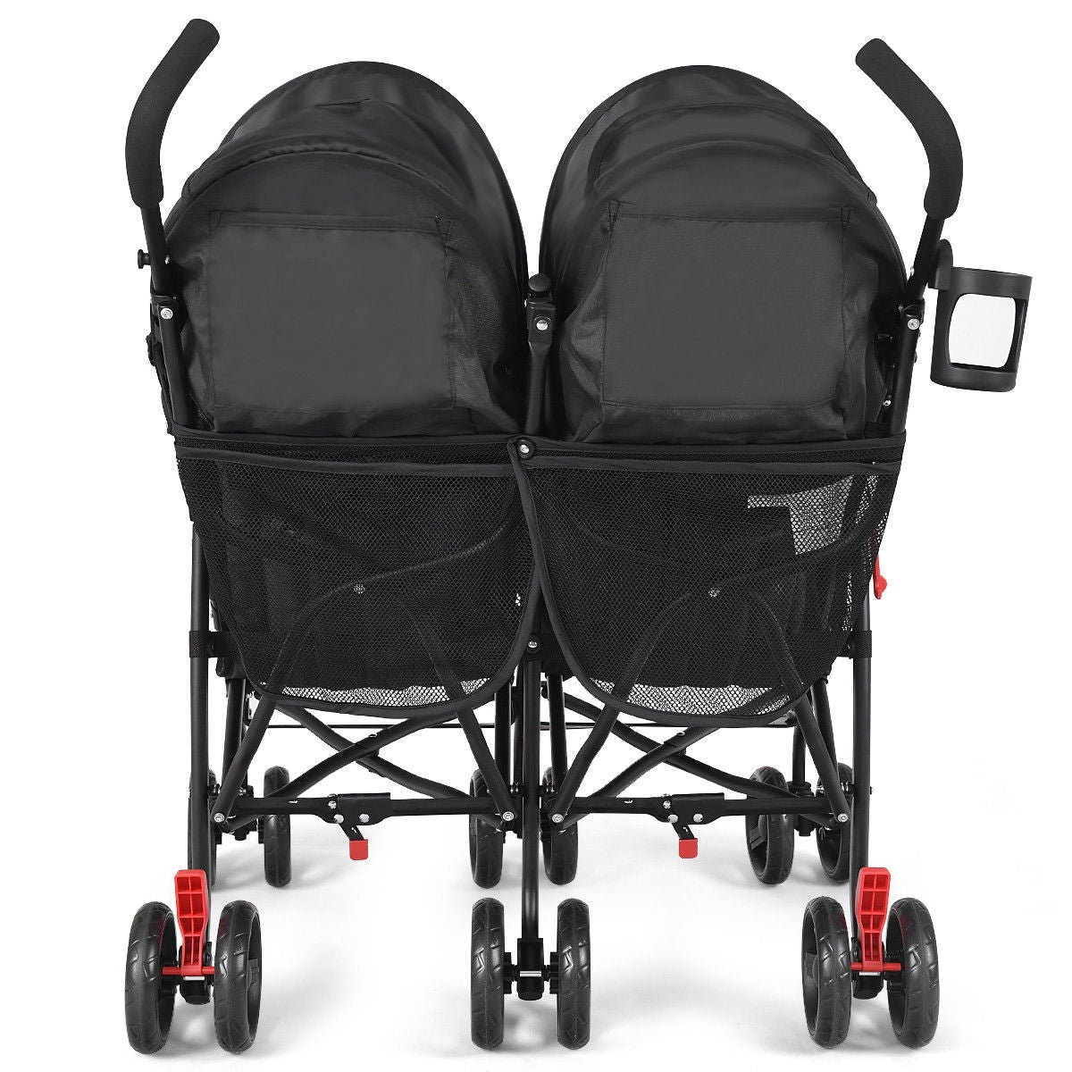Foldable Twin Baby Double Stroller Ultralight Umbrella Kids Stroller-Black Kids Crystal