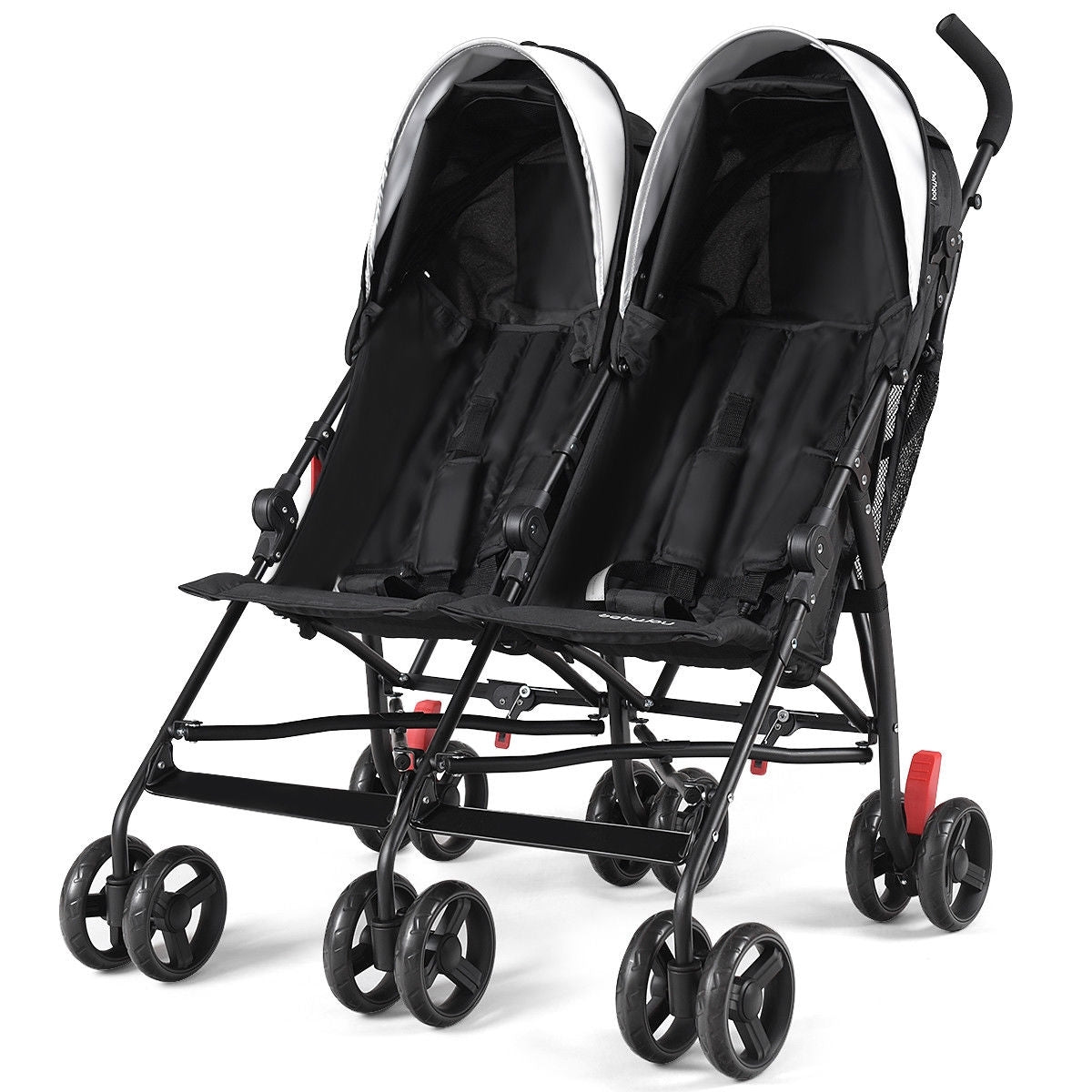 Foldable Twin Baby Double Stroller Ultralight Umbrella Kids Stroller-Black Kids Crystal