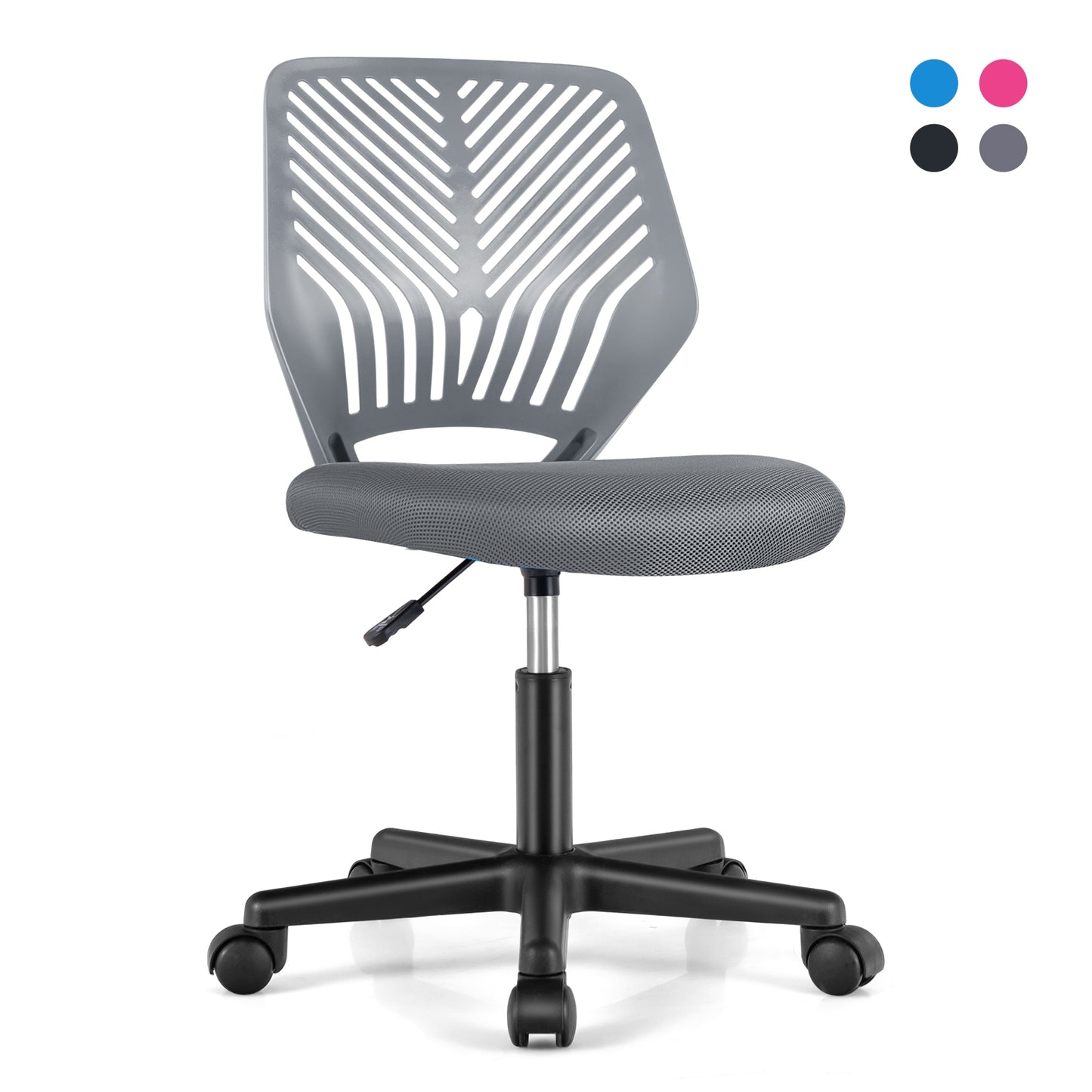 Height-adjustable Ergonomic Kids Desk Chair with Universal Casters-Gray Kids Crystal