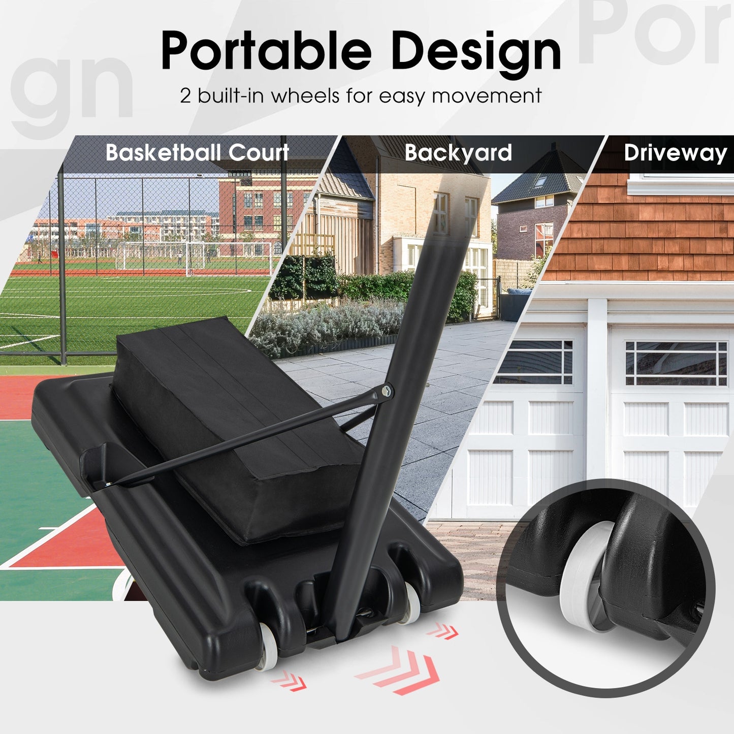 4.4-10 Feet Adjustable Basketball Hoop System with Weight Bag and 2 Nets Kids Crystal