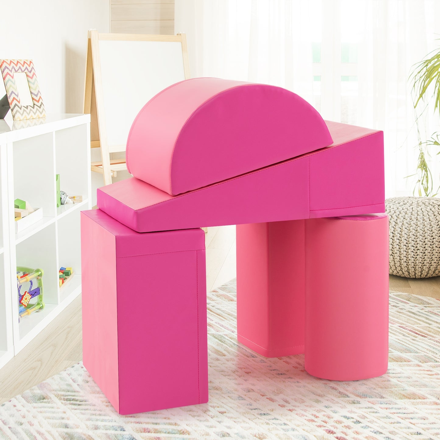 5-Piece Kids Climb and Crawl Activity Playset-Pink Kids Crystal