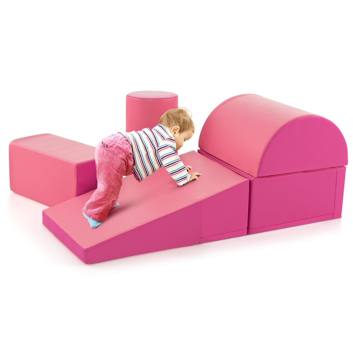 5-Piece Kids Climb and Crawl Activity Playset-Pink Kids Crystal