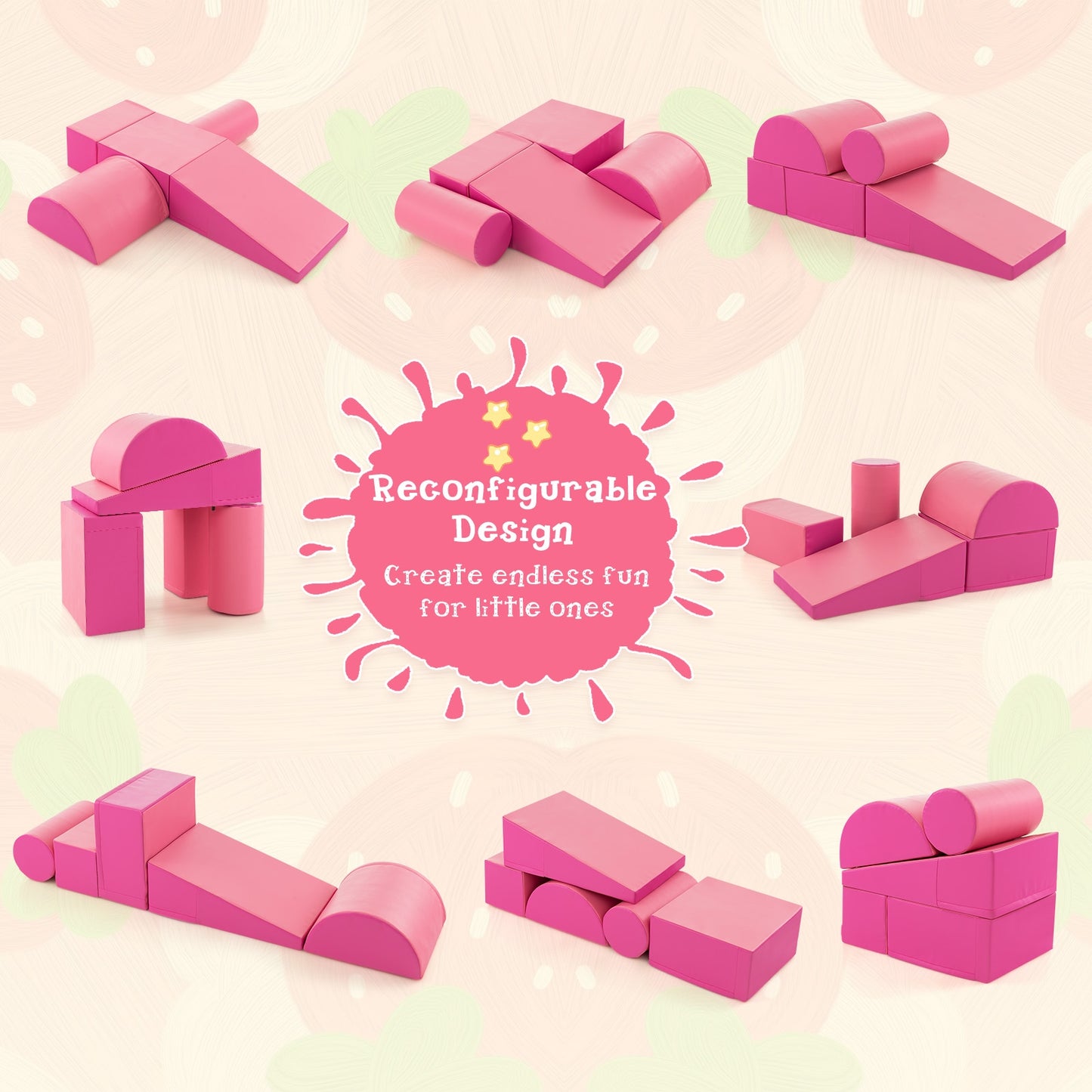 5-Piece Kids Climb and Crawl Activity Playset-Pink Kids Crystal
