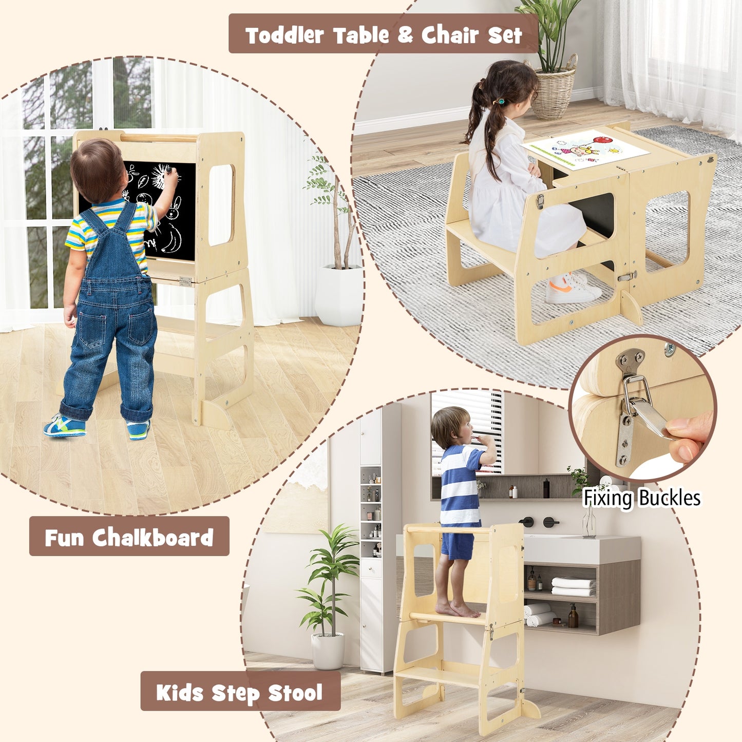 7-in-1 Toddler Climbing Toy Connected Table and Chair Set for Boys and Girls Aged 3-14 Years Old-Multicolor Kids Crystal
