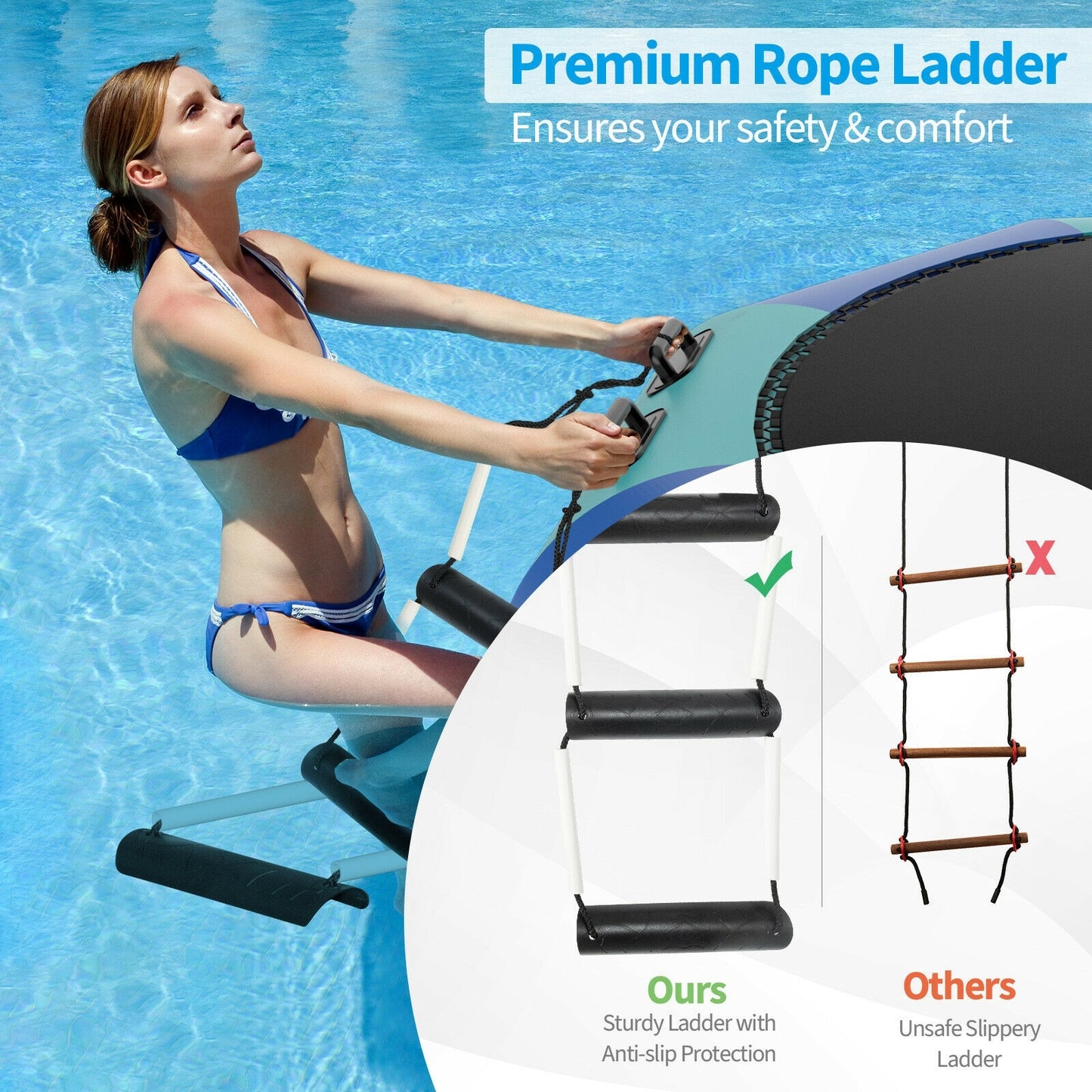 10 Feet Inflatable Splash Padded Water Bouncer Trampoline-Blue Kids Crystal