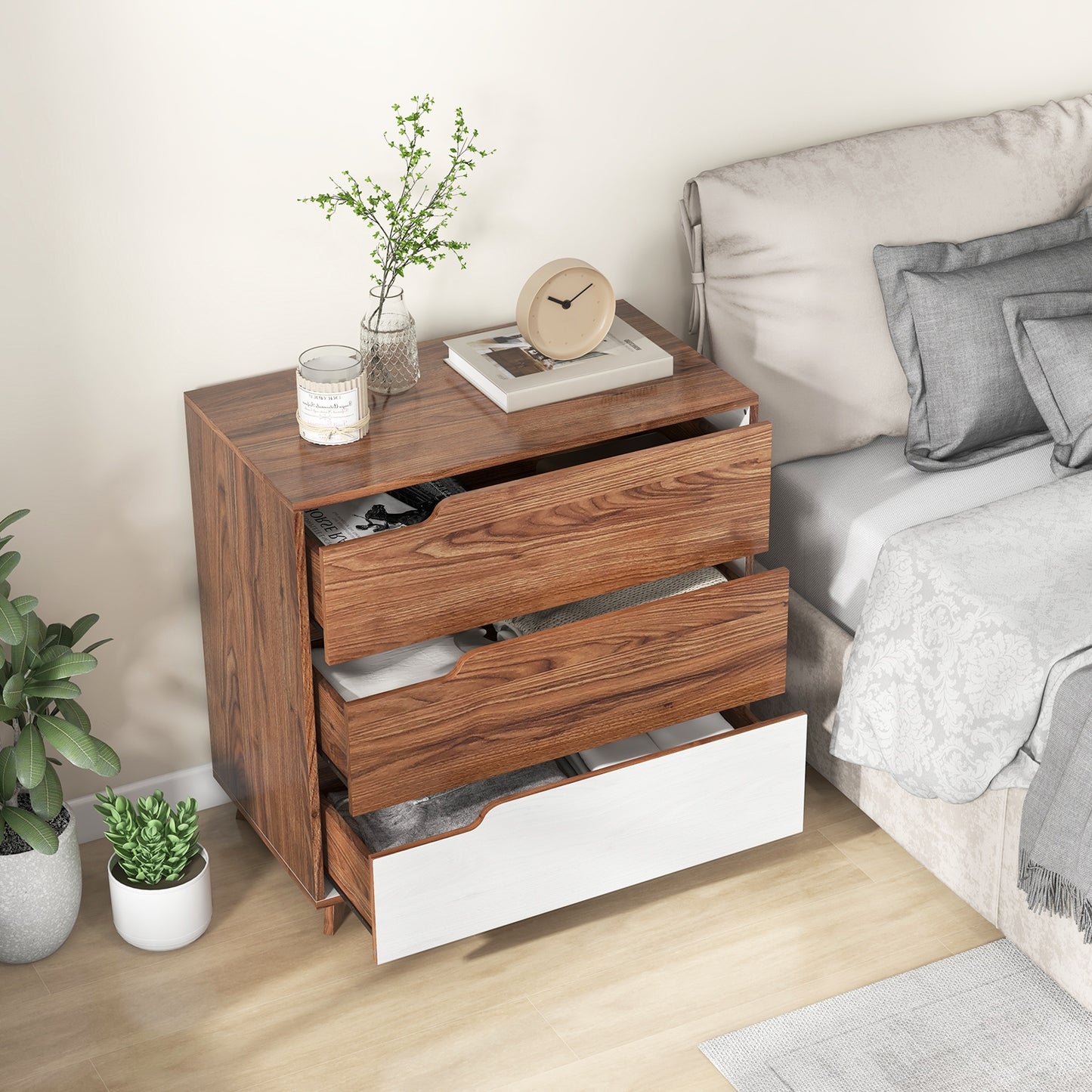 Rustic Farmhouse Wooden Storage Dresser for Bedroom Living Room-Brown Kids Crystal
