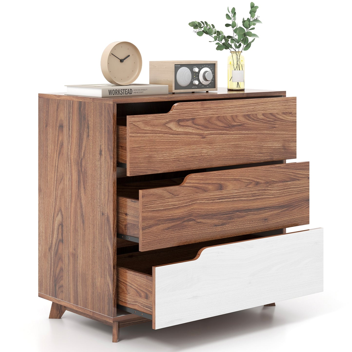 Rustic Farmhouse Wooden Storage Dresser for Bedroom Living Room-Brown Kids Crystal