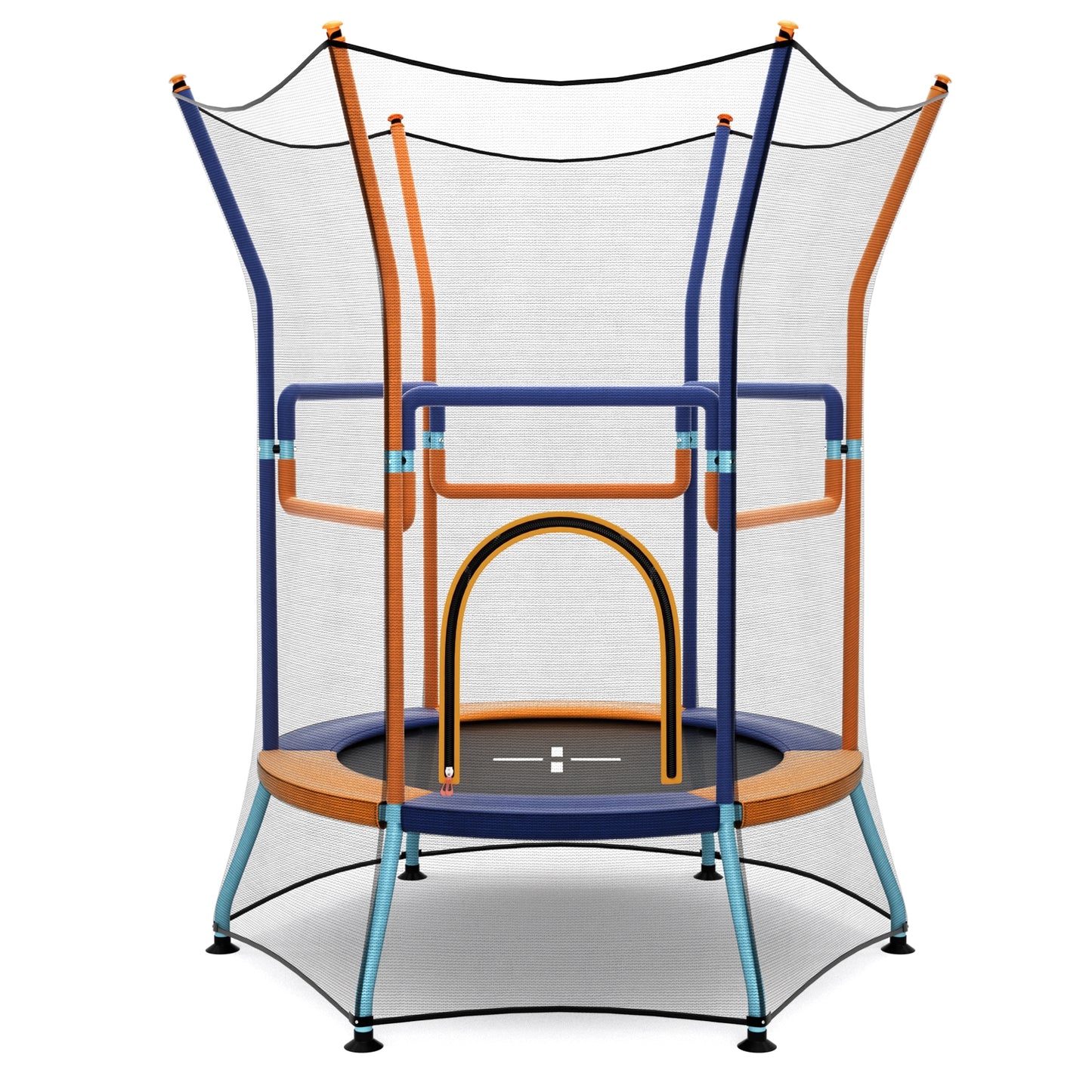 Mini Trampoline for Kids with Safety Enclosure Net and Foam Handles-Orange Kids Crystal