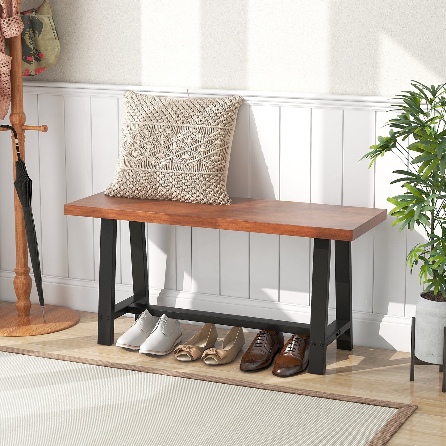 40 Inch Dining Bench 2 Person Entryway Shoe Bench with Metal Frame-40 inches Kids Crystal