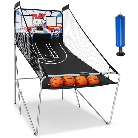 Indoor Double Electronic Basketball Game with 4 Balls-White Kids Crystal
