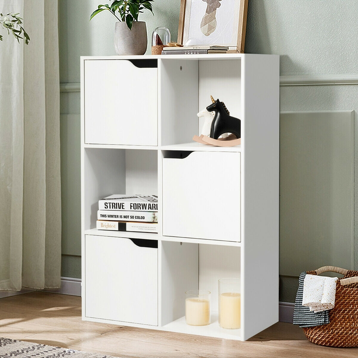 6 Cubes Wood Storage Shelves Organization Kids Crystal
