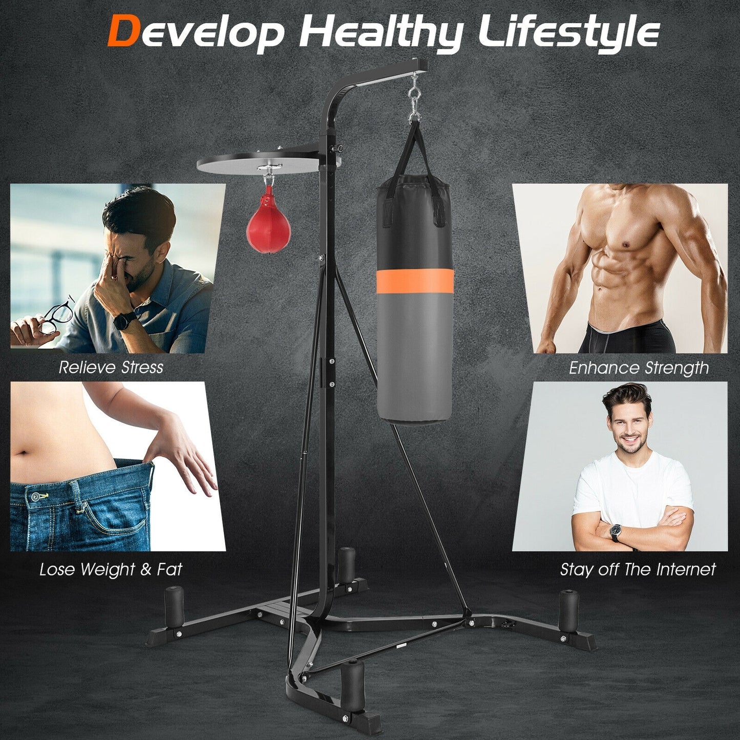 Heavy Duty Boxing Punching Stand With Heavy Bag Kids Crystal