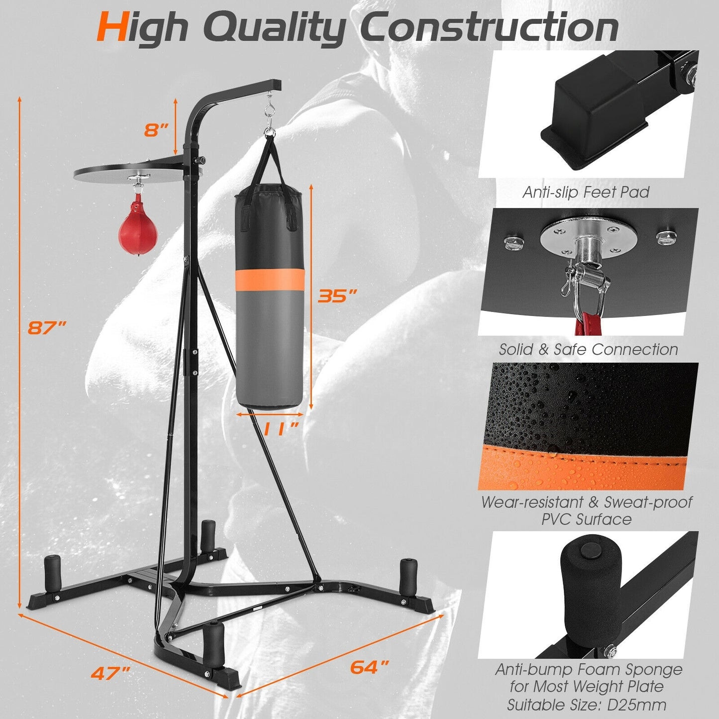 Heavy Duty Boxing Punching Stand With Heavy Bag Kids Crystal
