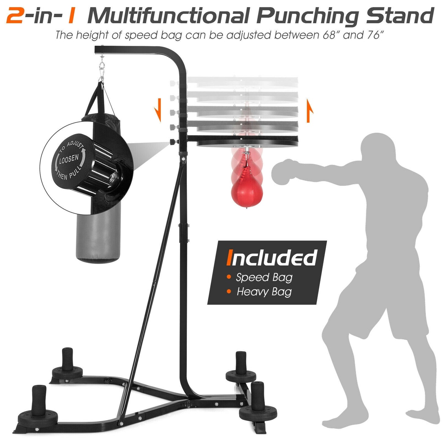 Heavy Duty Boxing Punching Stand With Heavy Bag Kids Crystal