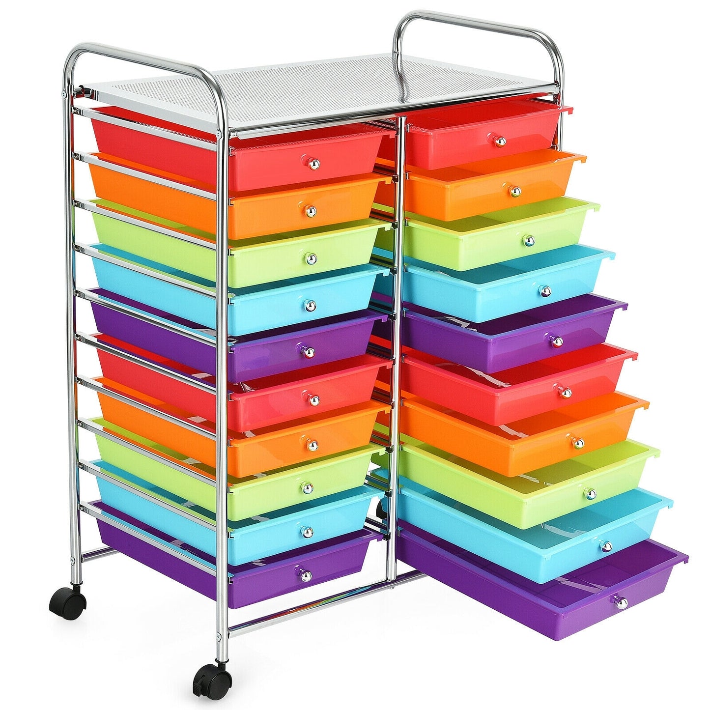 20 Drawers Storage Rolling Cart Studio Organizer-Multicolor Kids Crystal