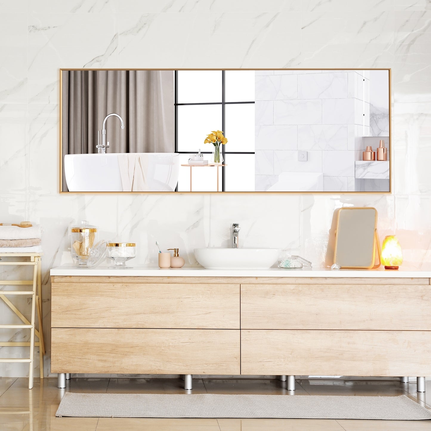 59 Inch Full Length Mirror Large Rectangle Bedroom Mirror-Golden Kids Crystal