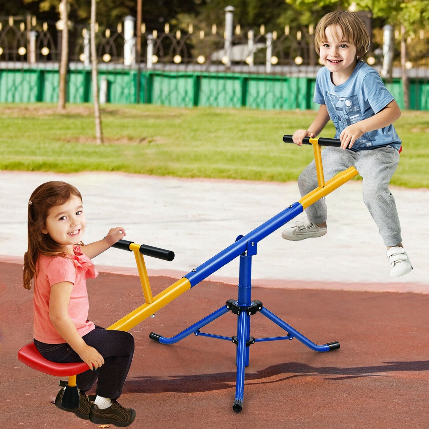 360° Rotation Kids Seesaw Swivel Teeter Totter Playground Equipment Kids Crystal