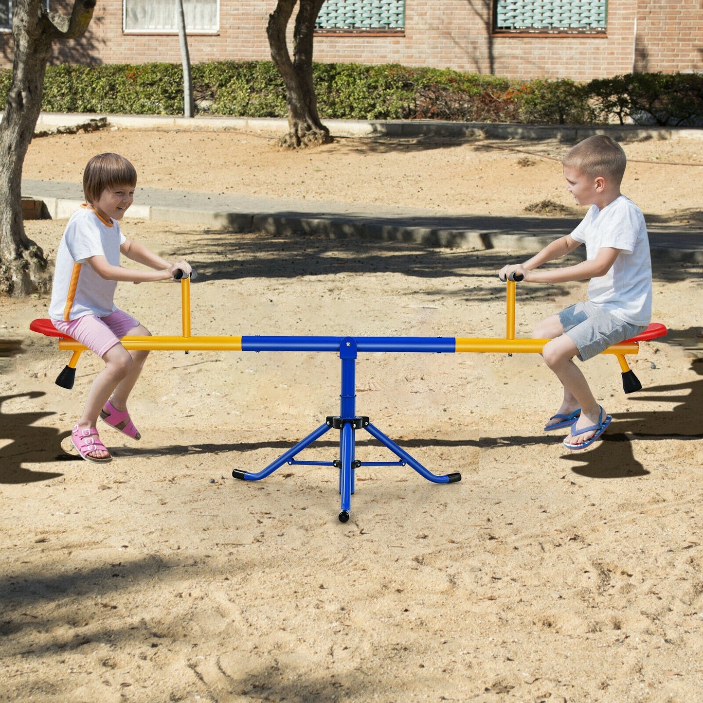 360° Rotation Kids Seesaw Swivel Teeter Totter Playground Equipment Kids Crystal