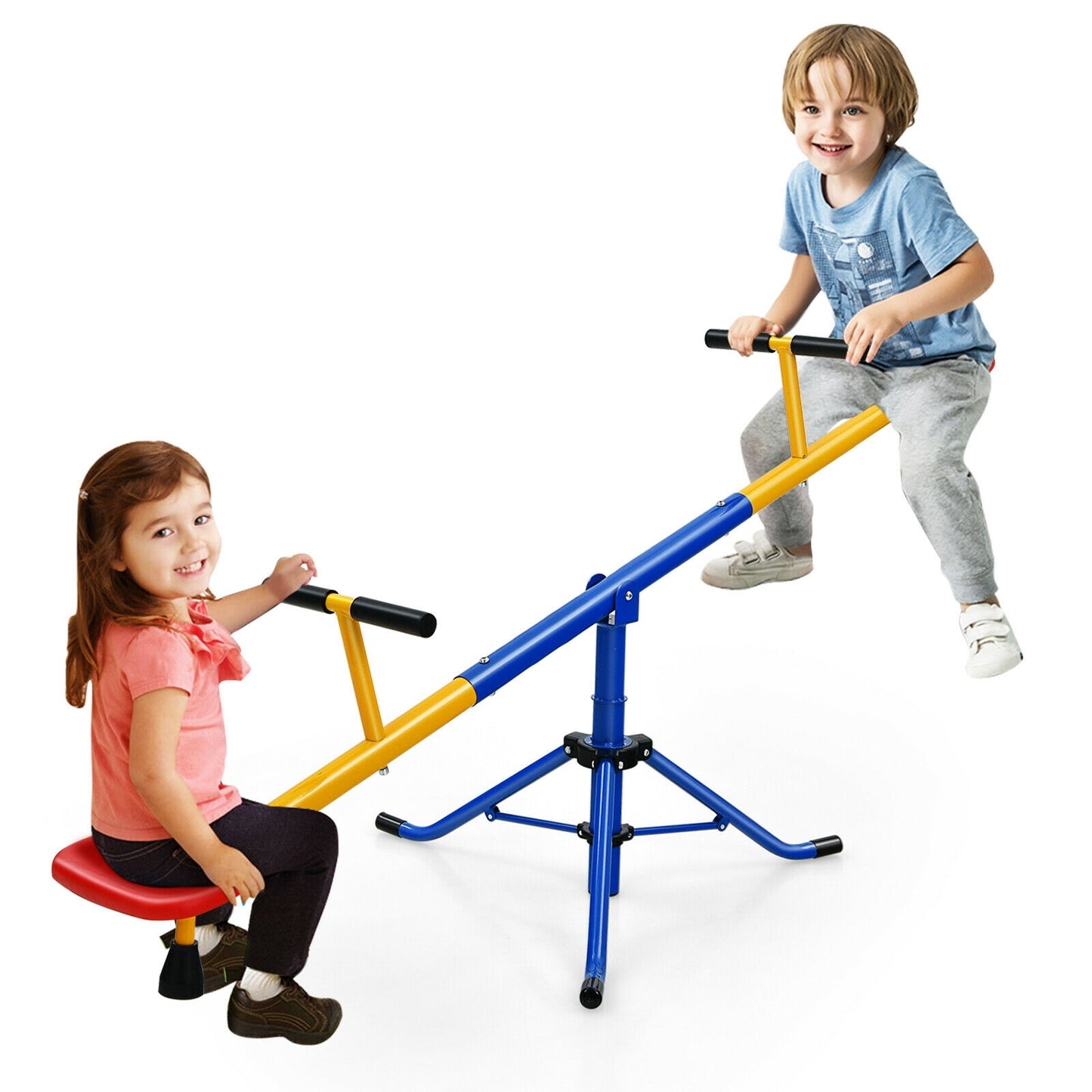 360° Rotation Kids Seesaw Swivel Teeter Totter Playground Equipment Kids Crystal