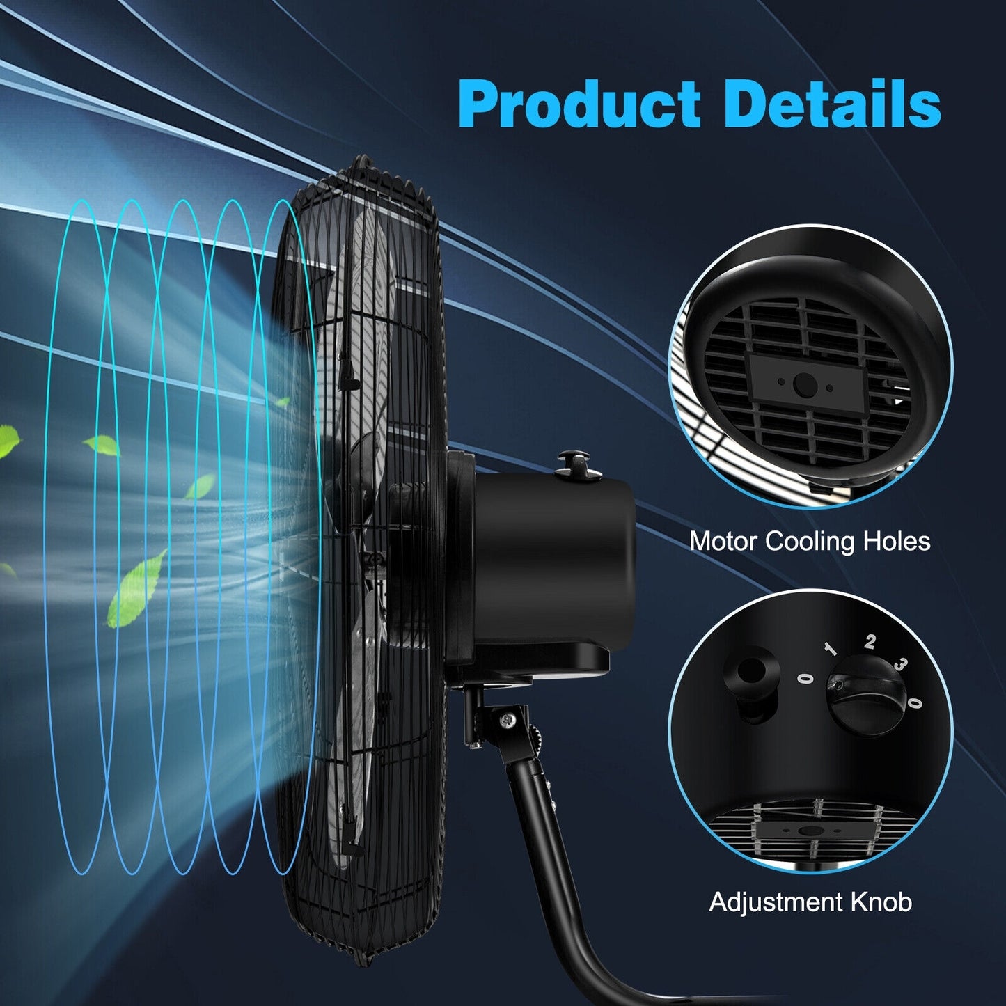 21 Inch 3 Speed Wall Mount Industrial Fan Kids Crystal