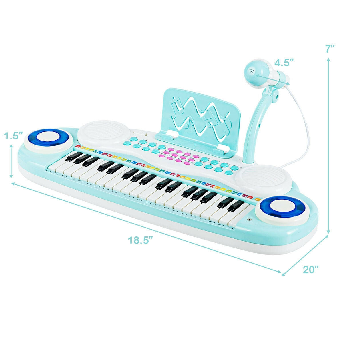 Multifunctional 37 Electric Keyboard Piano with Microphone-Blue Kids Crystal