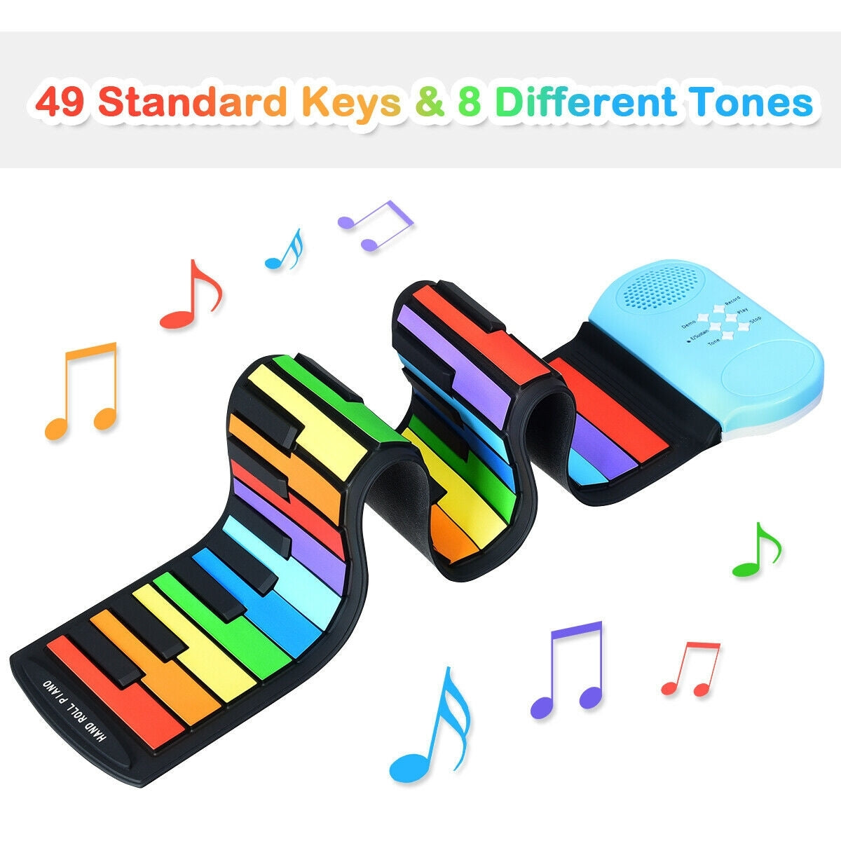 49-Key Roll-up Piano with Support Earphones Kids Crystal