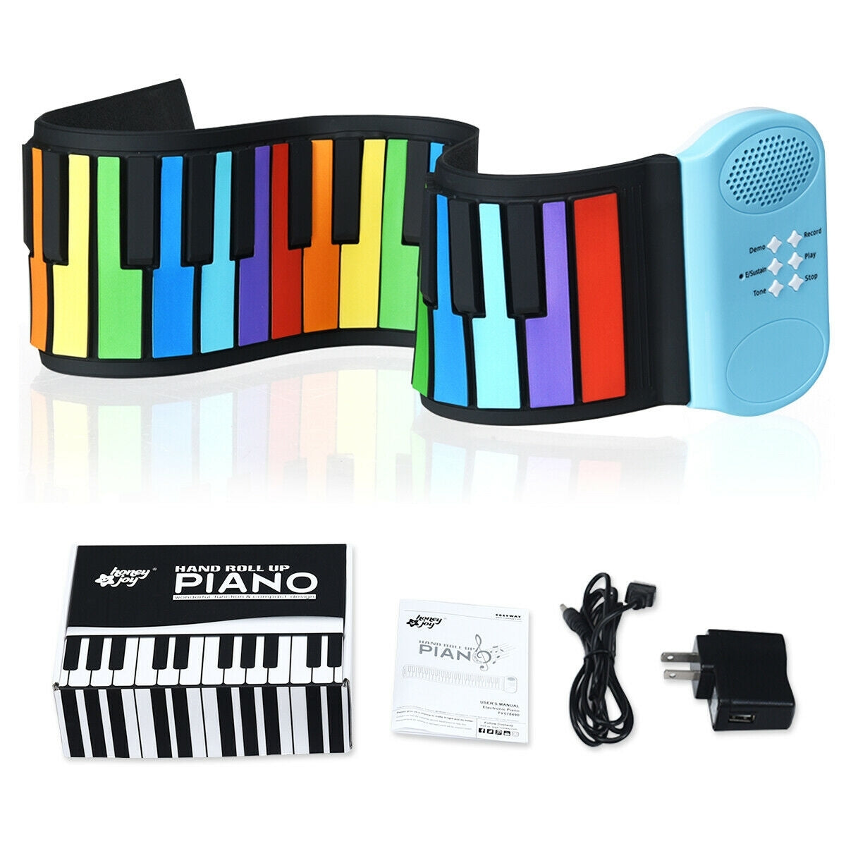 49-Key Roll-up Piano with Support Earphones Kids Crystal