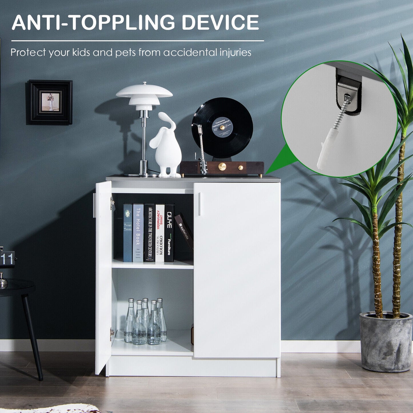 Storage Sideboard Cabinet with Doors and Shelves Kids Crystal