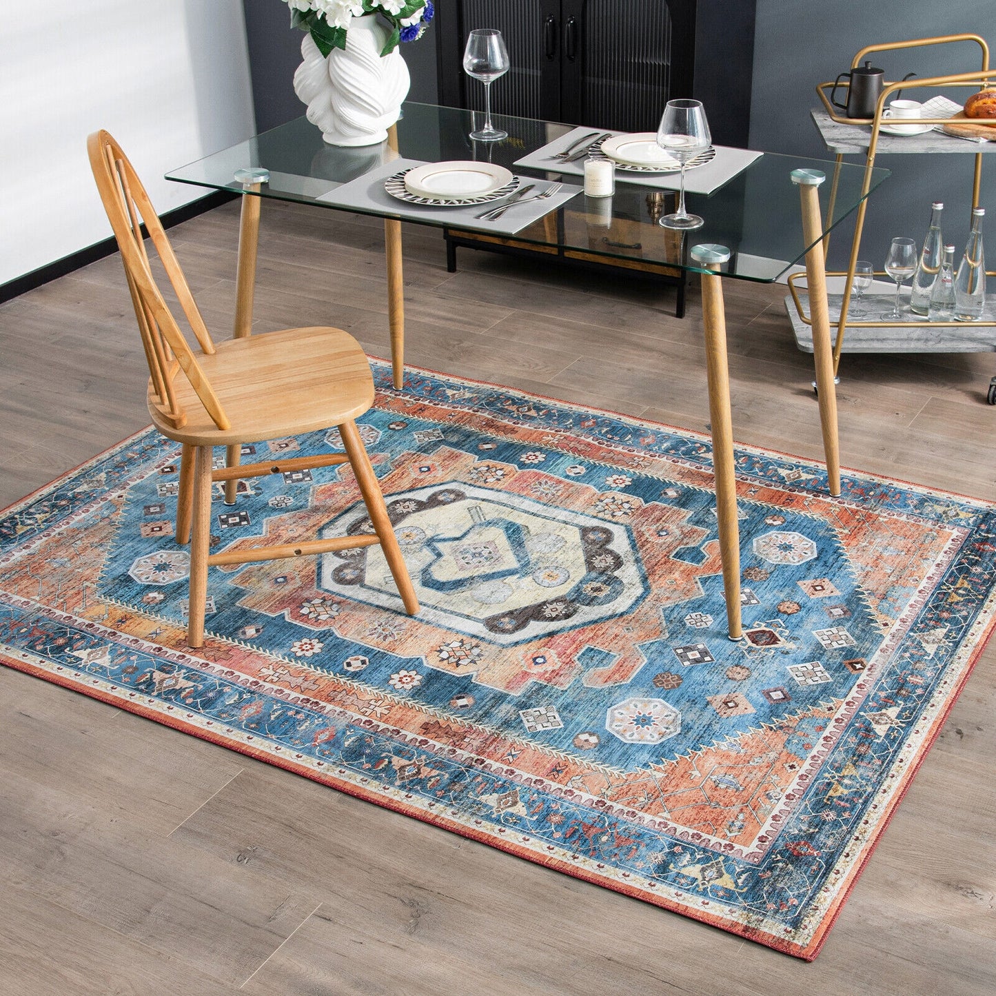 5 x 7 Inch Non-Shedding Distressed Vintage Indoor Area Rug Kids Crystal