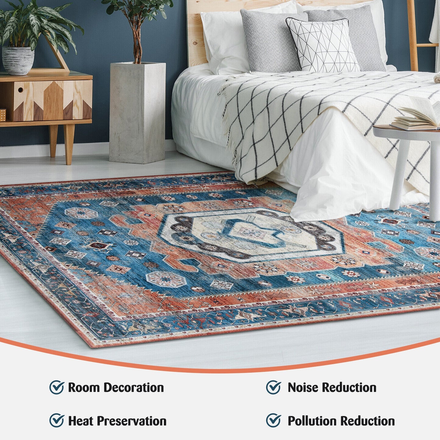 5 x 7 Inch Non-Shedding Distressed Vintage Indoor Area Rug Kids Crystal