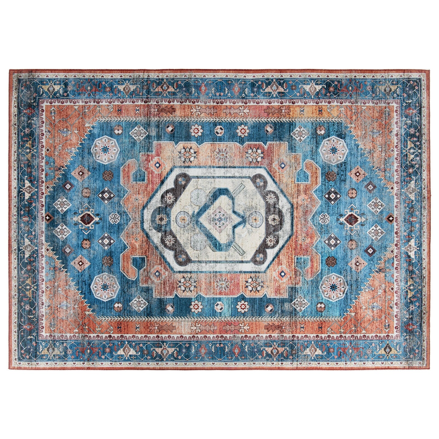 5 x 7 Inch Non-Shedding Distressed Vintage Indoor Area Rug Kids Crystal