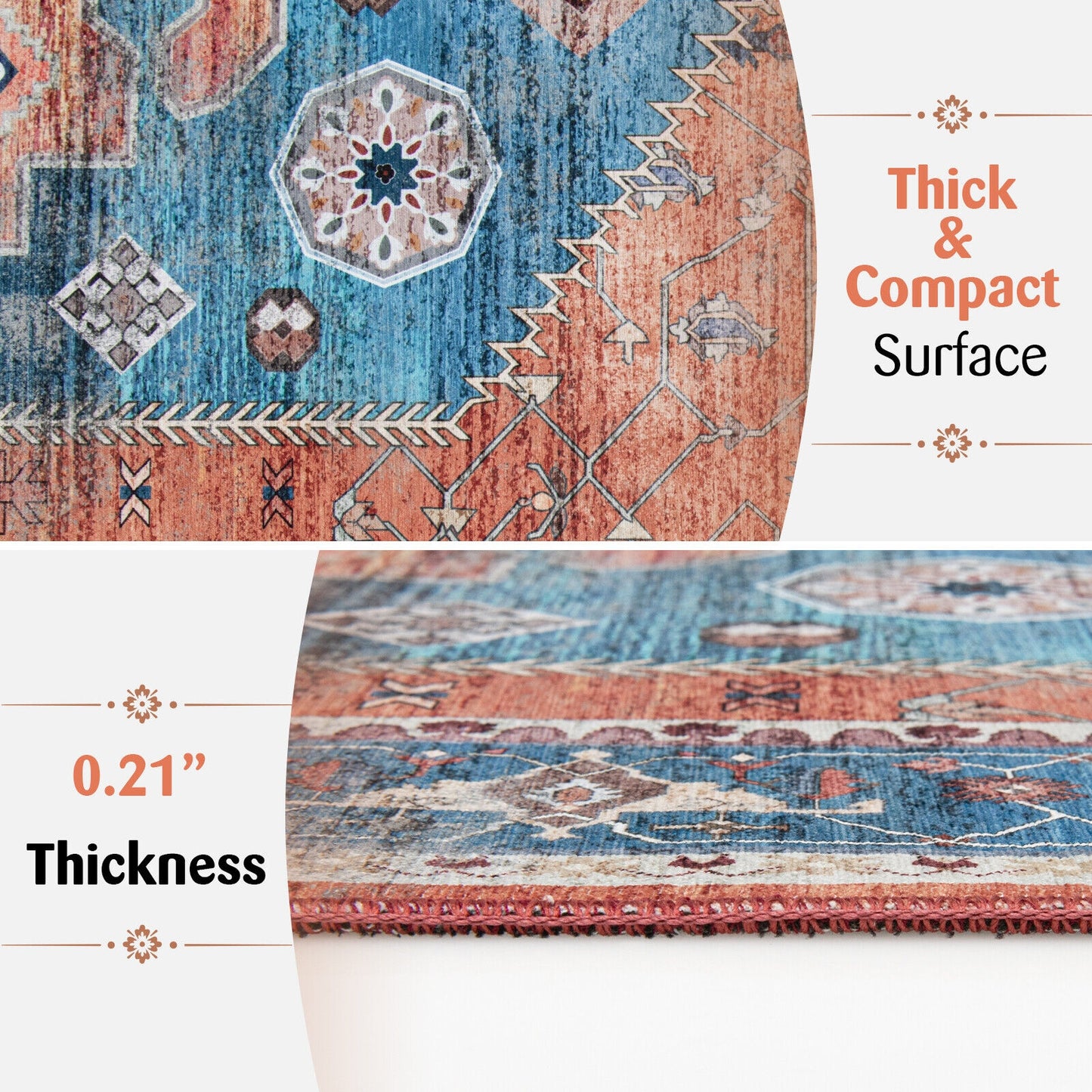 5 x 7 Inch Non-Shedding Distressed Vintage Indoor Area Rug Kids Crystal